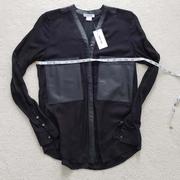 SOLD NWT Helmut Lang Black Soft Vicose and Leather Shirt szS - Picture 7 of 11